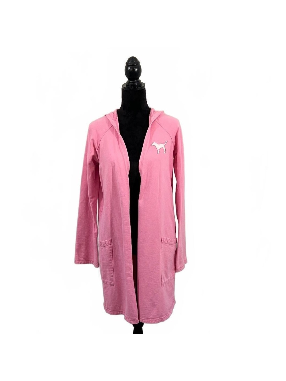 Y2K Pink Victoria’s Secret Cotton Dog Logo Midi Robe 2000’s Girly Loungewear
